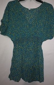 Beautiful M Turquoise Cotton Gathered Waist Tunic Top
